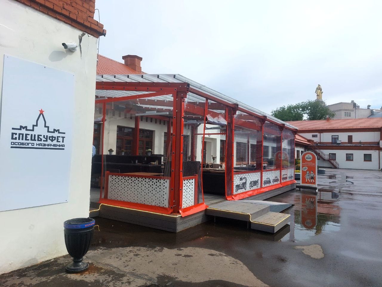 ПВХ шторы для летней террасы кафе в посёлке Солнцево